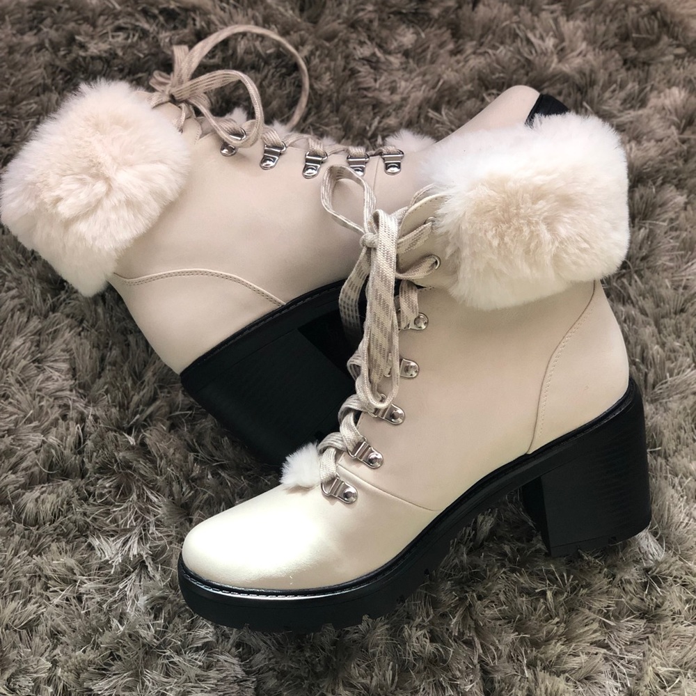 Winter white suede fur lined boots
